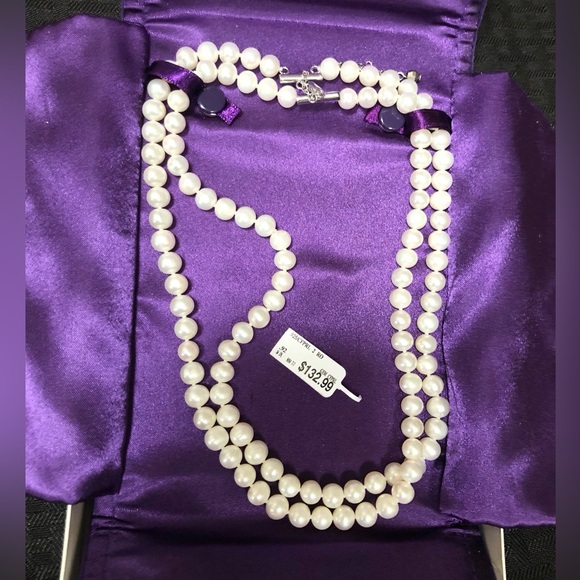Classic Vintage 16–19” Adjustable Double Strand Faux Pearl Necklace Original Box - Picture 1 of 6
